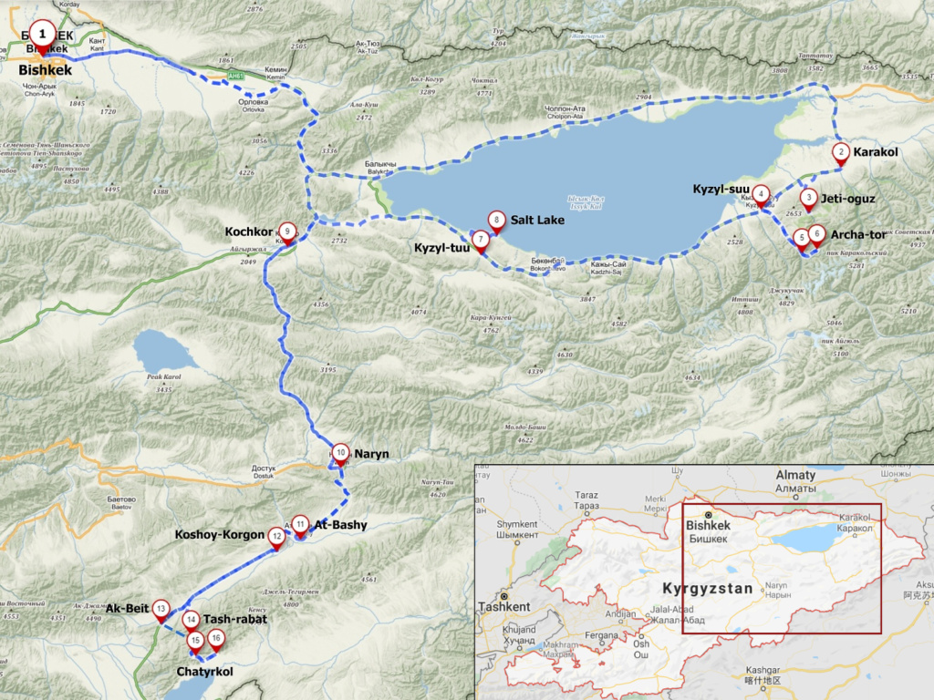 kyrgyzstan route map